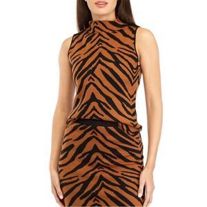 Medium super soft sleeveless animal print mock turtleneck sweater size Medium